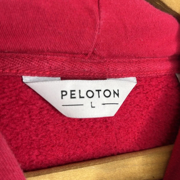 PELOTON Chic Graphic Spellout Athletic Hoodie Faded Washed Pink Kangaroo Pocket - Picture 11 of 16
